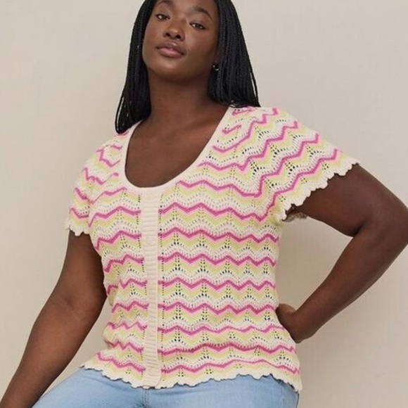 torrid Tops - Torrid Pink White Knit Top